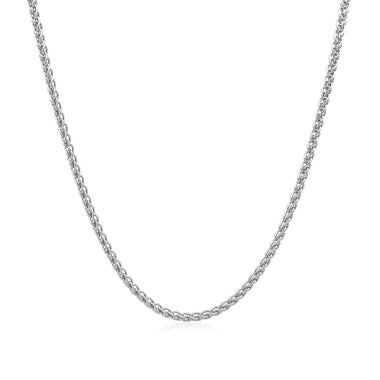 14k White Gold Round Wheat Chain 1.5mm - 0