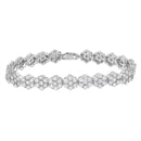 .925 Sterling Silver 2.0 cttw Diamond 7 Stone Floral Cluster Link Bracelet (I-J Color, I3 Clarity) -7.25"-1