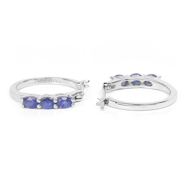 1.32 Carat Genuine Blue Sapphire .925 Sterling Silver Earrings - 0