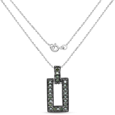0.36 Carat Genuine Green Diamond .925 Sterling Silver Pendant - 0