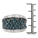 1.38 Carat Genuine Blue Diamond and White Diamond .925 Sterling Silver Ring-3