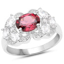 3.16 Carat Genuine Rhodolite and White Zircon .925 Sterling Silver Ring-1