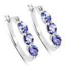 1.99 Carat Genuine Tanzanite and White Diamond .925 Sterling Silver Earrings-2