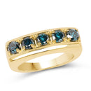 14K Yellow Gold Plated 1.25 Carat Genuine Blue Diamond .925 Sterling Silver Ring-1