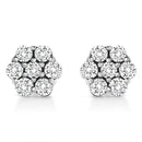 14K White Gold 1/2 Cttw Prong Set Round-Cut Diamond Flower Stud Earring (H-I Color, I1-I2 Clarity)-1