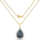 14K Yellow Gold Plated 0.81 Carat Genuine Blue Diamond and White Diamond .925 Sterling Silver Pendant-2