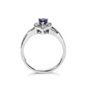 .925 Sterling Silver 6x4mm Pear Sapphire Gemstone with Diamond Accent Fashion Halo Ring (H-I Color, SI1-SI2 Clarity) - Size 7-5