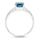 1.05 Carat Genuine London Blue Topaz and White Diamond 14K White Gold Ring-2