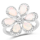 1.71 Carat Genuine Ethiopian Opal and White Topaz .925 Sterling Silver Ring Ring-1