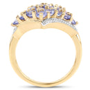 18K Yellow Gold Plated 2.00 Carat Genuine Tanzanite .925 Sterling Silver Ring-3