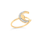 10K Yellow Gold 1/10 Cttw Diamond Crescent Moon Ring (I-J Color, I1-I2 Clarity) - Ring Size 6-3