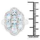 3.09 Carat Genuine Aquamarine and White Zircon .925 Sterling Silver Ring-3