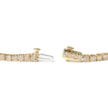 14K Yellow Gold 6.0 Cttw Classic 4 Prong Set Round Brilliant Cut Diamond Tennis Bracelet (K-L Color, VS2-SI1 Clarity) - 7.25" - 0