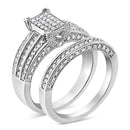.925 Sterling Silver 3/4 Cttw Prong Set Round Diamond Composite Engagement Ring and Band Set (I-J Color, I3 Clarity) - Size 6.5-2