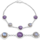 11.00 Carat Genuine Charolite And Labradorite .925 Sterling Silver Bracelet-1