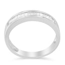 .925 Sterling Silver 1/3 Cttw Baguette Cut Diamond Channel Set Stackable Wedding Ring (H-I Color, I1-I2 Clarity) - Size 6-3/4-3