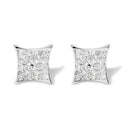 .925 Sterling Silver 3/4 Cttw Diamond Composite Curved Square Stud Earring (I-J Color, I3 Clarity)-1