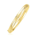 14k Yellow Gold Dome Florentine Design Bangle-1