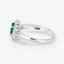 0.86 Carat Genuine Zambian Emerald and White Diamond 14K White Gold Ring-4