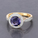 1.79 Carat Genuine Iolite and White Diamond 14K Yellow Gold Ring-2