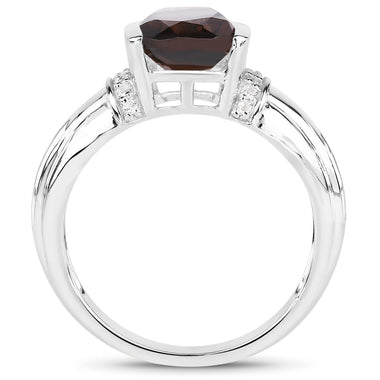 2.03 Carat Genuine Smoky Quartz & White Topaz .925 Sterling Silver Ring - 0