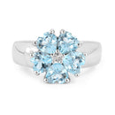 2.58 Carat Genuine Blue Topaz and White Topaz .925 Sterling Silver Ring-3