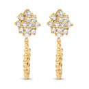 14K Yellow Gold Plated .925 Sterling Silver 1/10 Cttw Diamond Floral Cluster and Beaded Hoop Stud Earrings (H-I Color, I1-I2 Clarity)-2