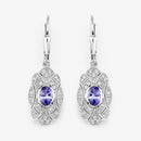 1.12 Carat Genuine Tanzanite and White Topaz .925 Sterling Silver Earrings-4