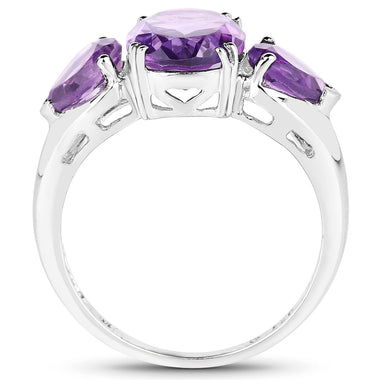 3.11 Carat Genuine Amethyst .925 Sterling Silver Ring - 0