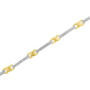 10K Yellow Gold 1.00 Cttw Pave Set Diamond Bar and  X-Link 7" Bracelet (I-J Color, I3 Quality)-3