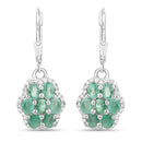2.48 Carat Genuine Zambian Emerald and White Zircon .925 Sterling Silver Earrings-1