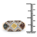 14K Yellow Gold Plated 0.61 Carat Genuine Multi Diamond .925 Sterling Silver Ring-3