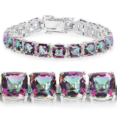 48.93 Carat Genuine Rainbow Quartz .925 Sterling Silver Bracelet - 0