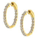 10K Yellow Gold Plated Sterling Silver Diamond Hoop Earrings (2 cttw, K-L Color, I2-I3 Clarity)-4