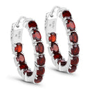 4.00 Carat Genuine Garnet .925 Sterling Silver Earrings-1