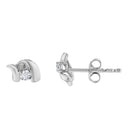 .925 Sterling Silver Round Cut Diamond Fashion Stud Earrings (0.10 cttw, I-J Color, I2-I3 Clarity)-3