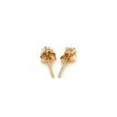 14k Yellow Gold Stud Earrings with White Hue Faceted Cubic Zirconia-3