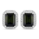 3.57 Carat Genuine Green Tourmaline and White Diamond 14K White Gold Earrings-1