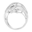 10K White Gold Round and Baguette Cut Diamond Channel Ring (3/4 Cttw, H-I Color, SI2-I1 Clarity) - Size 7-8