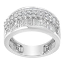 14K White Gold Round and Baguette Diamond Ring (1 1/2 Cttw, F-G Color, SI1-SI2 Clarity) - Size 6-3/4-7