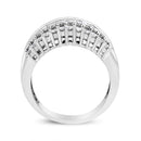 14K White Gold 1.00 Cttw Round and Baguette-Cut Diamond Modern Band Ring (H-I Color, SI2-I1 Clarity) - Ring Size 7-8
