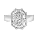 14K White Gold 1.00 Cttw Baguette and Princess-Cut Diamond Cocktail Art Deco Style Ring (H-I Color, SI1-SI2 Clarity) - Size 7-5