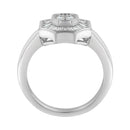 14K White Gold 1.00 Cttw Baguette and Princess-Cut Diamond Cocktail Art Deco Style Ring (H-I Color, SI1-SI2 Clarity) - Size 7-6