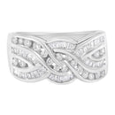 10K White Gold Diamond Bypass Ring (1 Cttw, H-I Color, I1-I2 Clarity) - Size 6-3/4-5