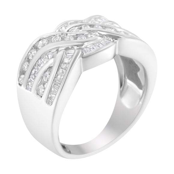 10K White Gold Diamond Bypass Ring (1 Cttw, H-I Color, I1-I2 Clarity) - Size 6-3/4