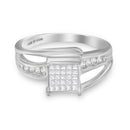 10K White Gold 1/3 Cttw Invisible Set Princess-cut Diamond Cluster Bypass Ring (H-I Color, SI1-SI2 Clarity) - Ring Size 7-6