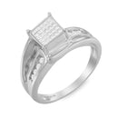 10K White Gold 1/3 Cttw Invisible Set Princess-cut Diamond Cluster Bypass Ring (H-I Color, SI1-SI2 Clarity) - Ring Size 7-8
