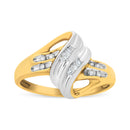 10K Yellow and White Gold 1/10 Cttw Baguette and Round-Cut Diamond Bypass Ring (I2 Color, H-I Clarity) - Size 7-7