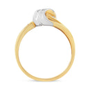 10K Yellow and White Gold 1/10 Cttw Baguette and Round-Cut Diamond Bypass Ring (I2 Color, H-I Clarity) - Size 7-8