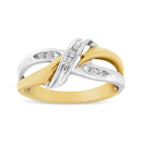 10K Yellow and White Gold 1/20 Cttw Round-Cut Diamond Bypass Ring (I2 Color, I-J Clarity)-5